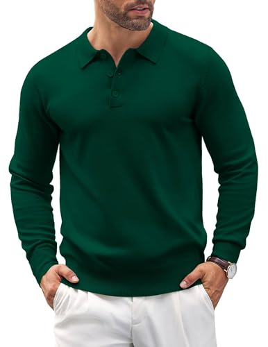 COOFANDY Herre Strikket Polo Langærmet Ztj009061