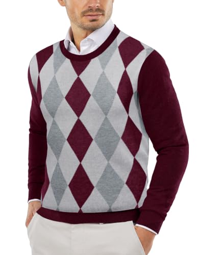 COOFANDY Herre Striktrøje Crew Neck Langærmet Slim Fit