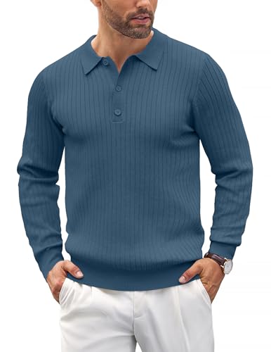 COOFANDY Herre Strikket Polo Langærmet Ztj009061