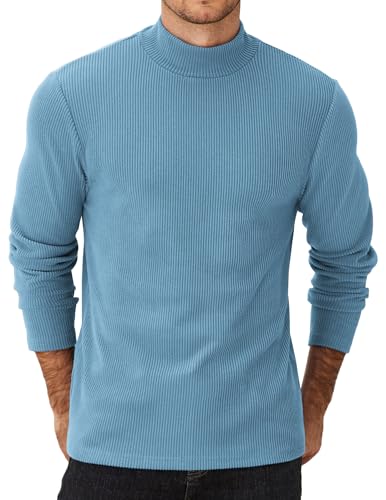 COOFANDY Herre Striktrøje Mock Neck Ribstrikket Pullover