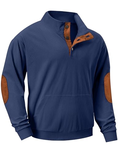 JMIERR Herre Sweatshirt Fløjl Quarter Button Pullover