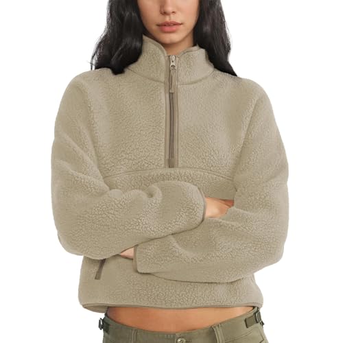 Dame Fleece Pullover Lynlås Varm Sherpa