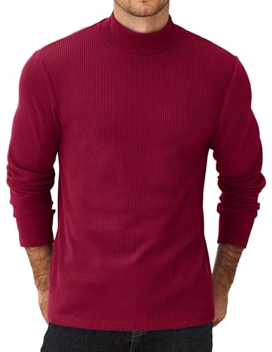 COOFANDY Herre Striktrøje Mock Neck Ribstrikket Pullover
