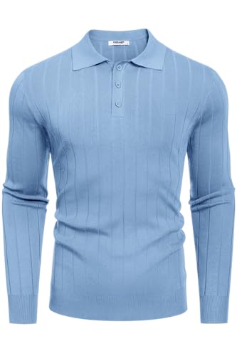 COOFANDY Herre Poloshirt Strik Langærmet Ztj009471