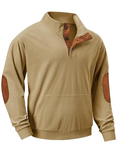 JMIERR Herre Sweatshirt Fløjl Quarter Button Pullover