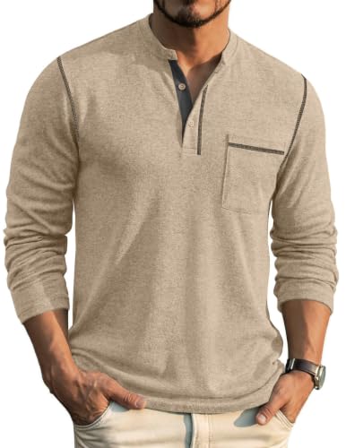 COOFANDY Herre Henley Langærmet Skjorte ZTJ010081