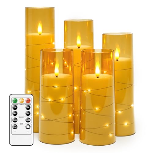 Flammefri LED Stearinlys med Timer og Lyskæde 5 Stk.