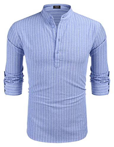 COOFANDY Herre Henley T-Shirt Langærmet Bomuld Hør ZSJ007181