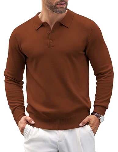 COOFANDY Herre Strikket Polo Langærmet Ztj009061