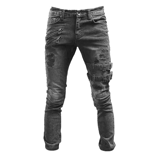 Maiyifu-GJ Herre Jeans Moto Biker Slim Fit Boyfriend