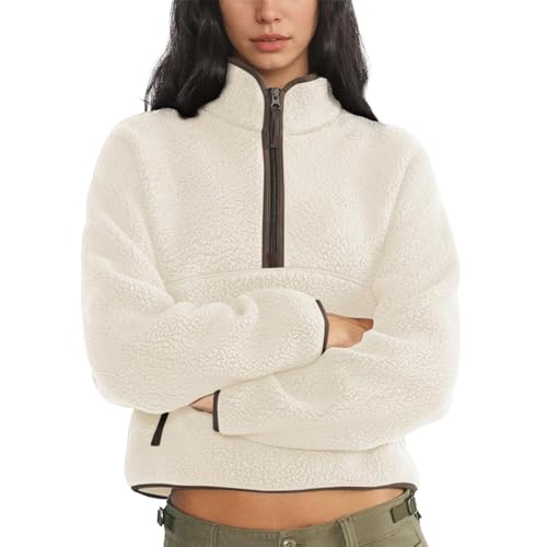 Dame Fleece Pullover Lynlås Varm Sherpa