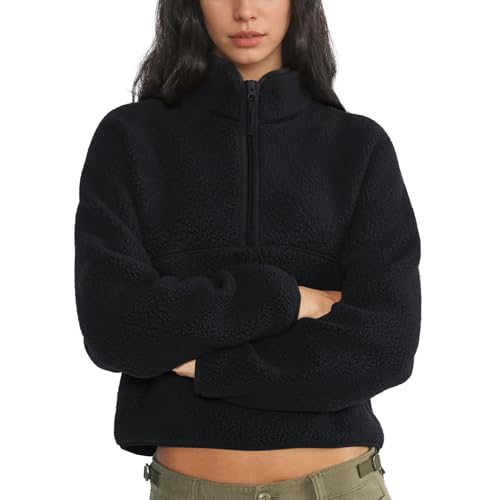 Dame Fleece Pullover Lynlås Varm Sherpa