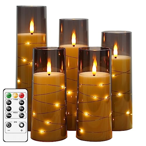 Flammefri LED Stearinlys med Timer og Lyskæde 5 Stk.