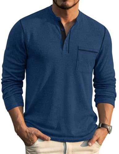 COOFANDY Herre Henley Langærmet Skjorte ZTJ010081