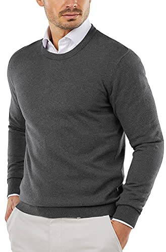 COOFANDY Herre Striktrøje Crew Neck Langærmet Slim Fit