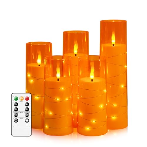 Flammefri LED Stearinlys med Timer og Lyskæde 5 Stk.
