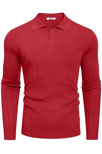 COOFANDY Herre Poloshirt Strik Langærmet Ztj009471