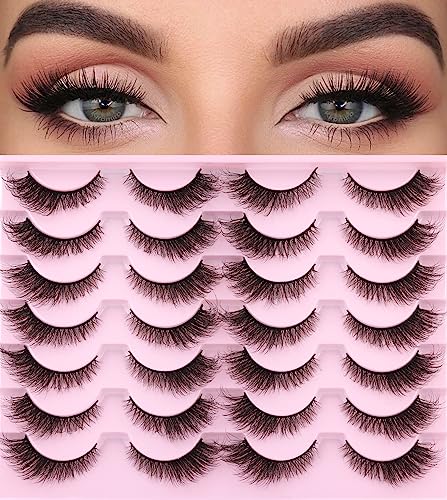 Kiromiro Wispy Faux Mink Kunstige Øjenvipper til Kvinder 14mm 14 Par