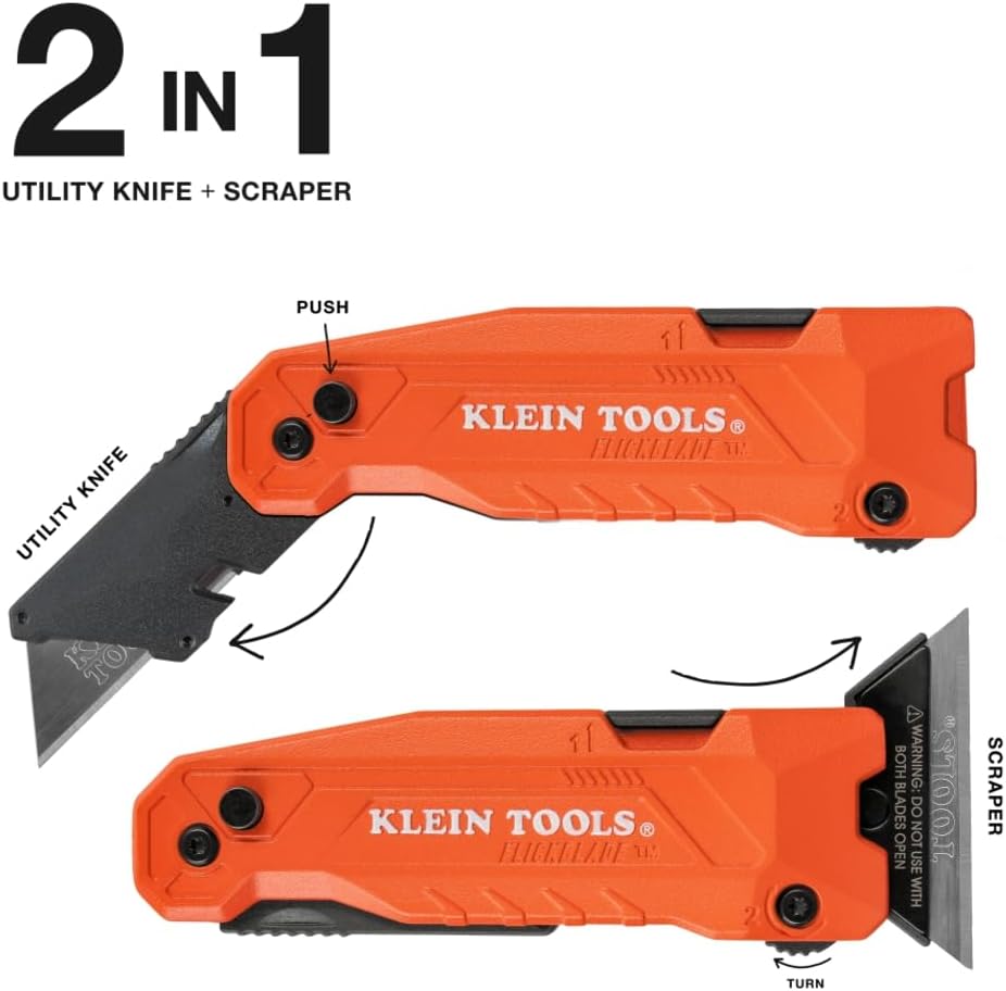 Klein Tools FLICKBLADE 2-i-1 Foldekniv og Skraber 44306