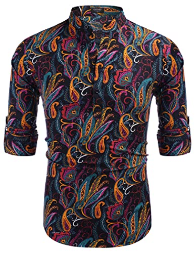 COOFANDY Herre Henley T-Shirt Langærmet Bomuld Hør ZSJ007181