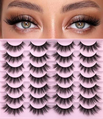 Kiromiro Wispy Faux Mink Kunstige Øjenvipper til Kvinder 14mm 14 Par