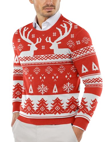 COOFANDY Herre Striktrøje Crew Neck Langærmet Slim Fit