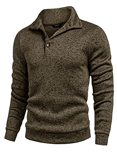 COOFANDY Herre Striktrøje Fleece Pullover Langærmet