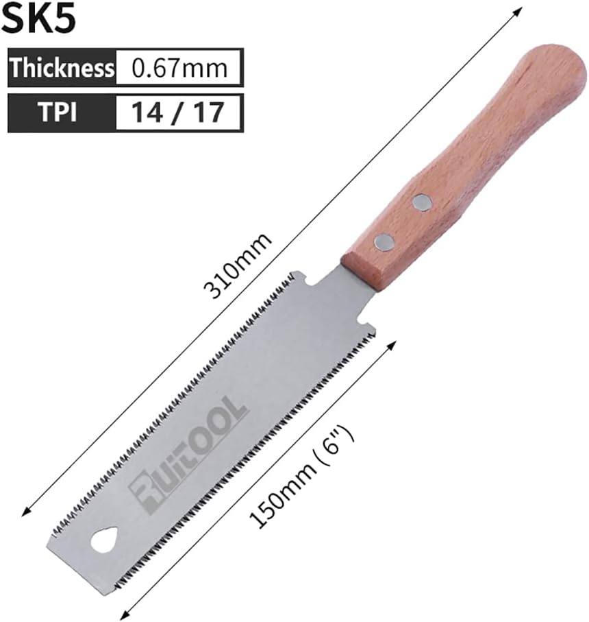 RUITOOL Japansk Ryoba Træksav Dobbeltsidet 15 cm