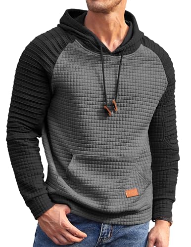 COOFANDY Herre Hættetrøje Pullover Vaffelstrik Casual