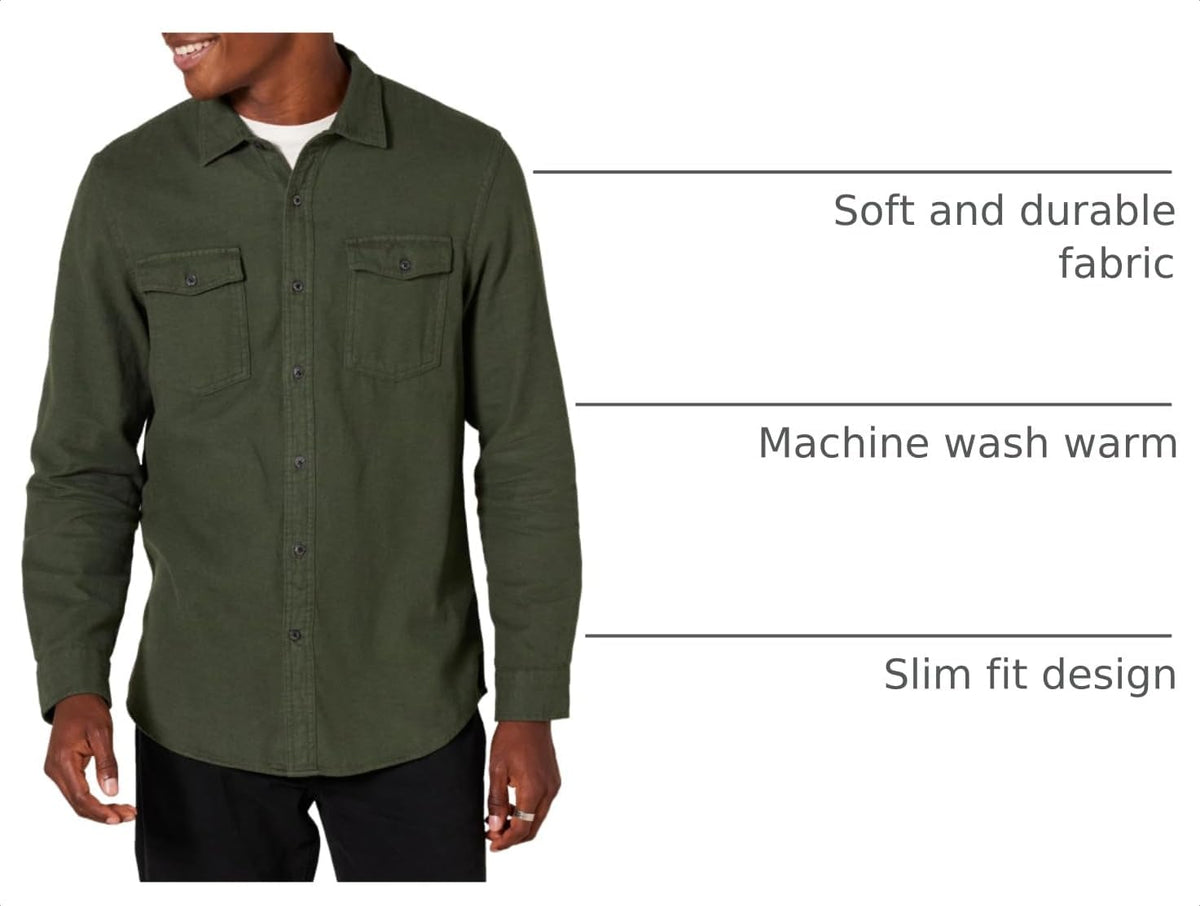 Amazon Essentials Herre Flannelskjorte Slim-Fit MAE25002FL18