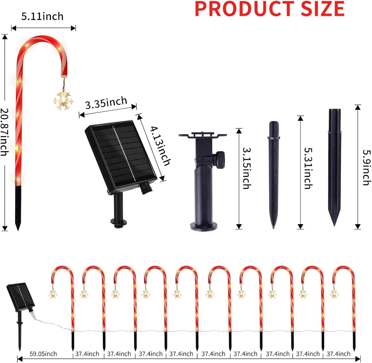 SPRKLINLIN Solcelledrevne Sukkerstang Havelys 53 cm 10 Stk. SPRKLINLIN-261007