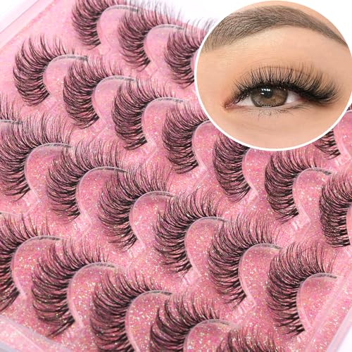 Kiromiro Wispy Faux Mink Kunstige Øjenvipper til Kvinder 14mm 14 Par