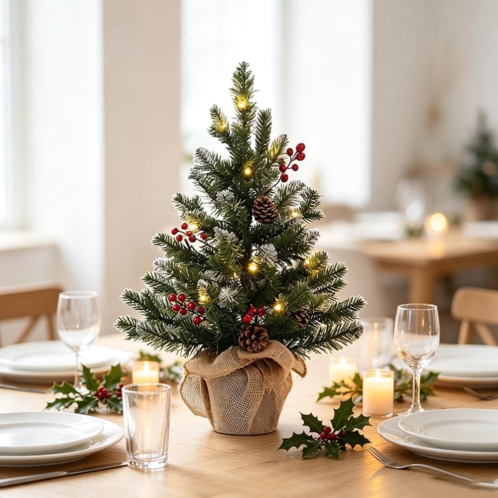 MEETYAMOR Kunstigt Mini Juletræ Med Lys 61 cm