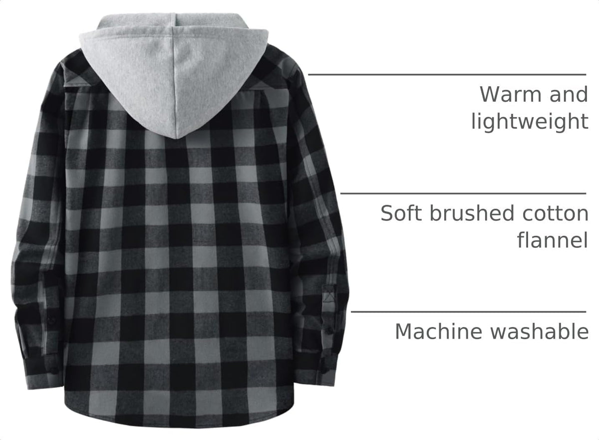 ZITY Herre Skjorte Flannel Hoodie Langærmet 3-Pak