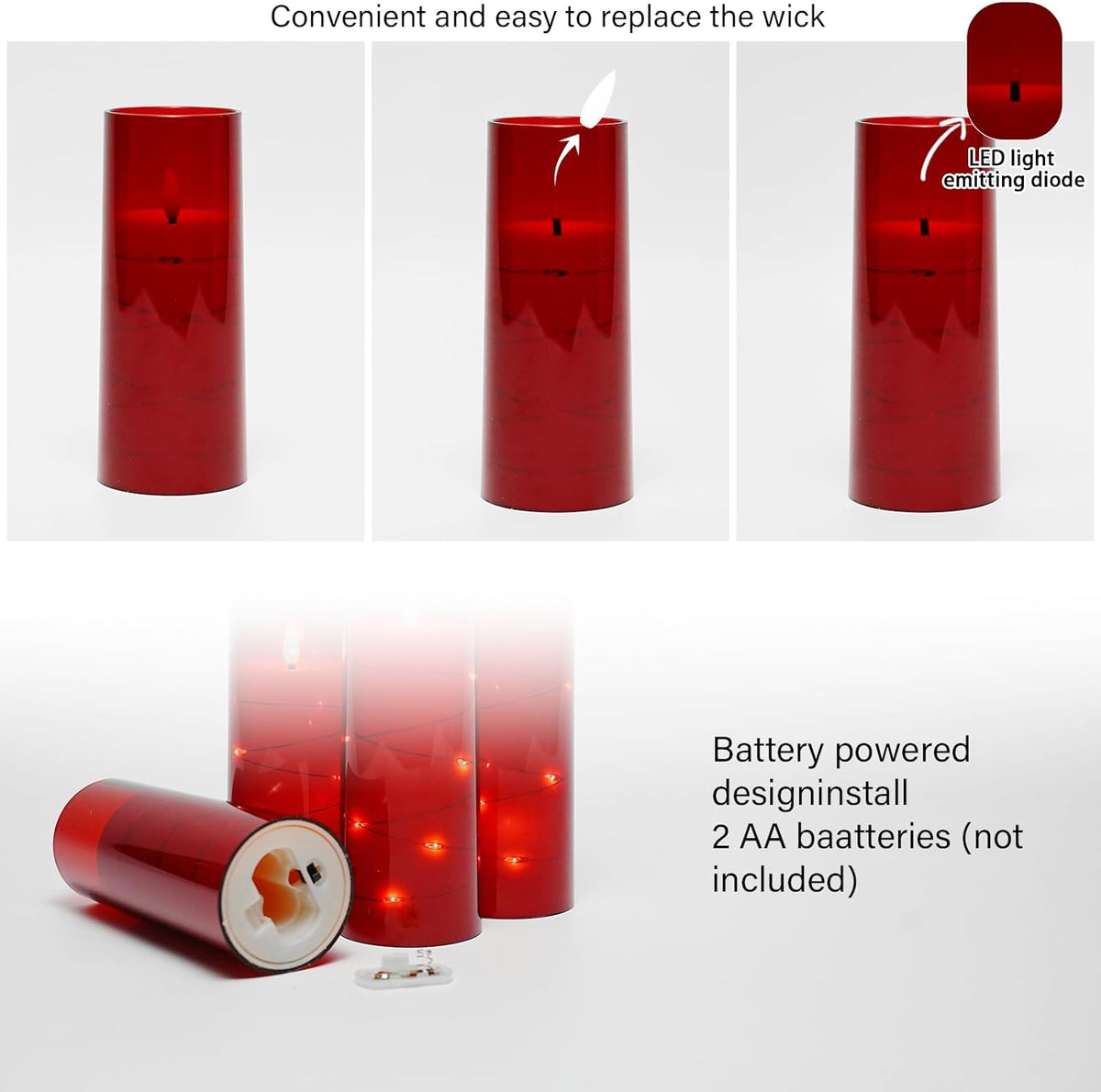 Flammefri LED Stearinlys med Timer og Lyskæde 5 Stk.