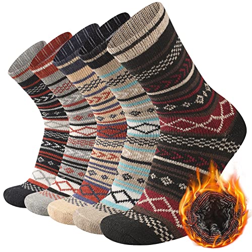 Heatuff Herre Uldsokker Vinter Varm Crew 5 Par
