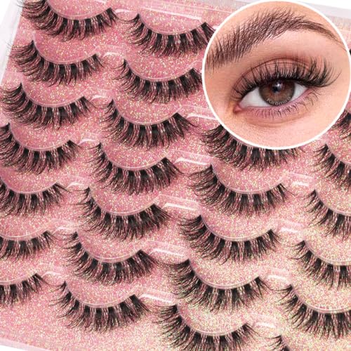 Kiromiro Wispy Faux Mink Kunstige Øjenvipper til Kvinder 14mm 14 Par