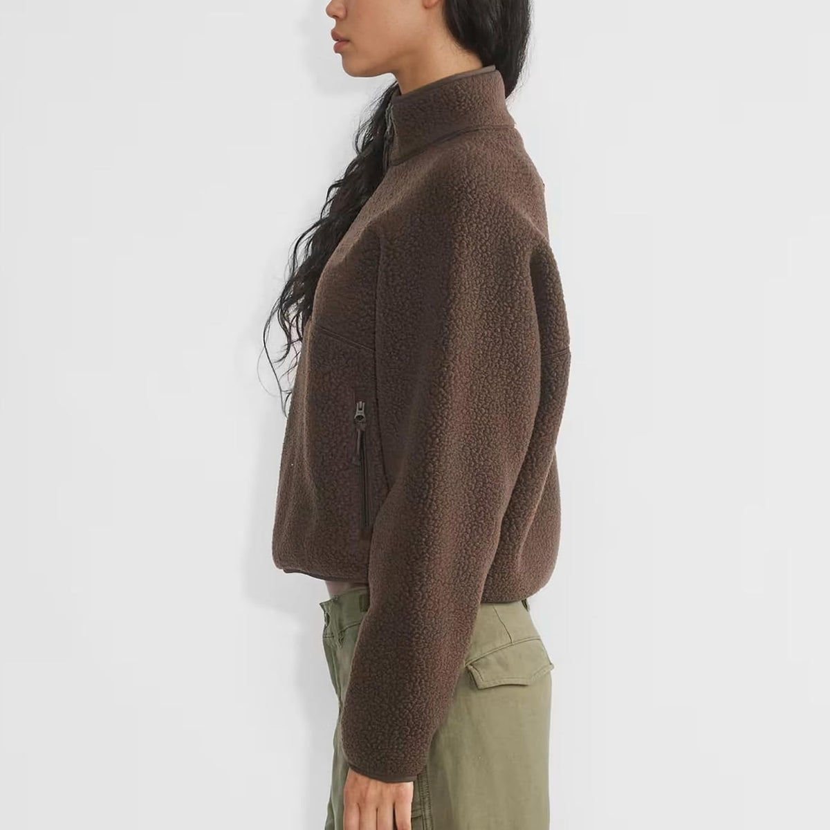 Dame Fleece Pullover Lynlås Varm Sherpa