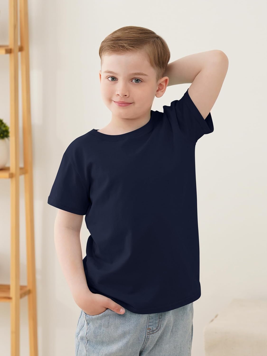YERIOK Drenge T-Shirts Bomuld Kortærmet 5-Pak