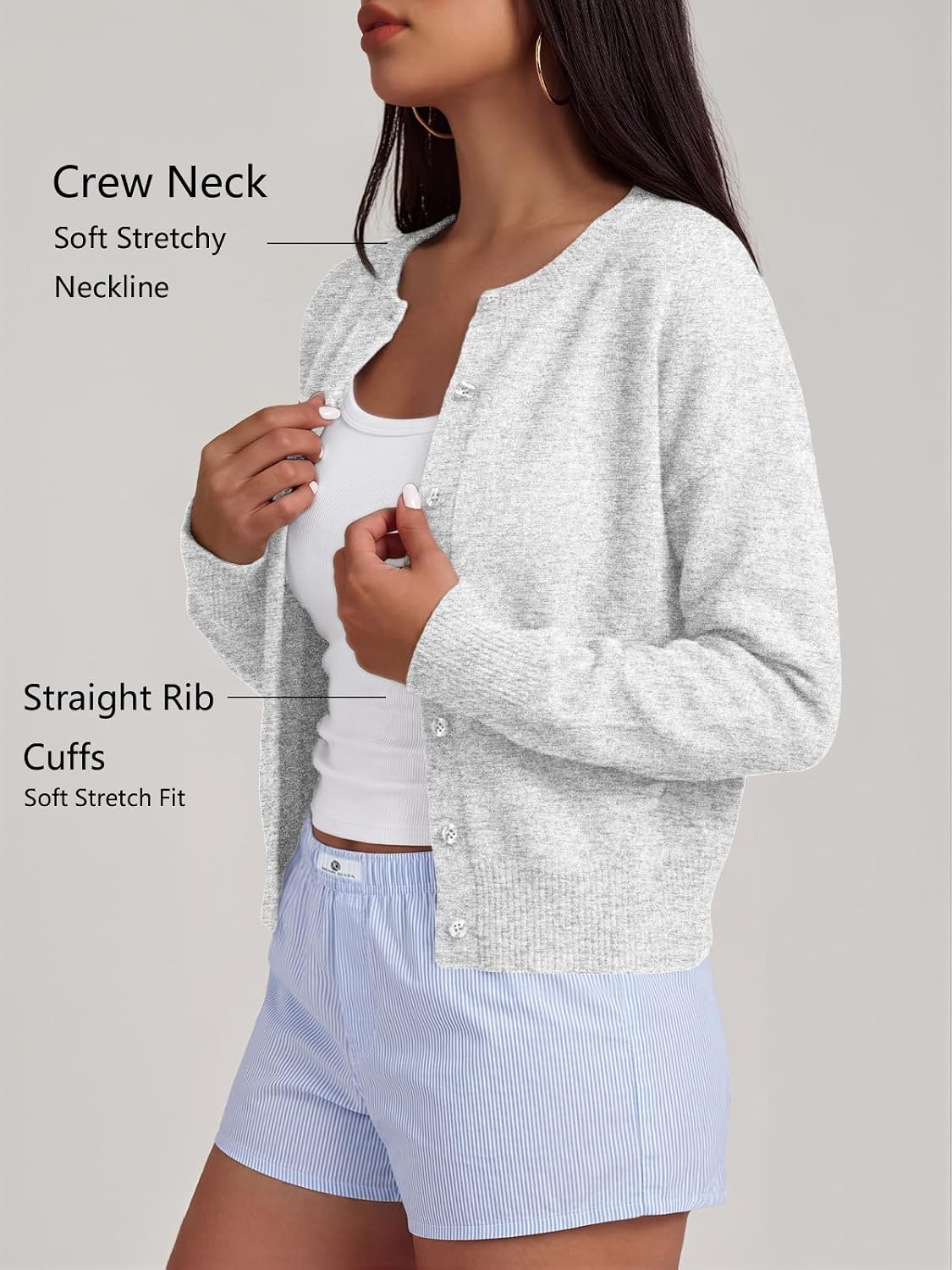 Trendy Queen Cropped Cardigan Trøje til Kvinder Trd688