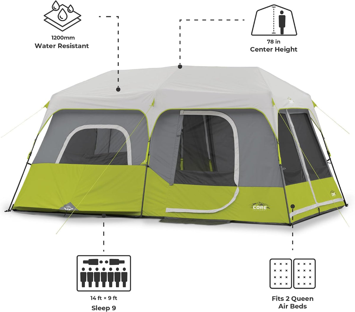 CORE Camping Telt 9 Personer 40008