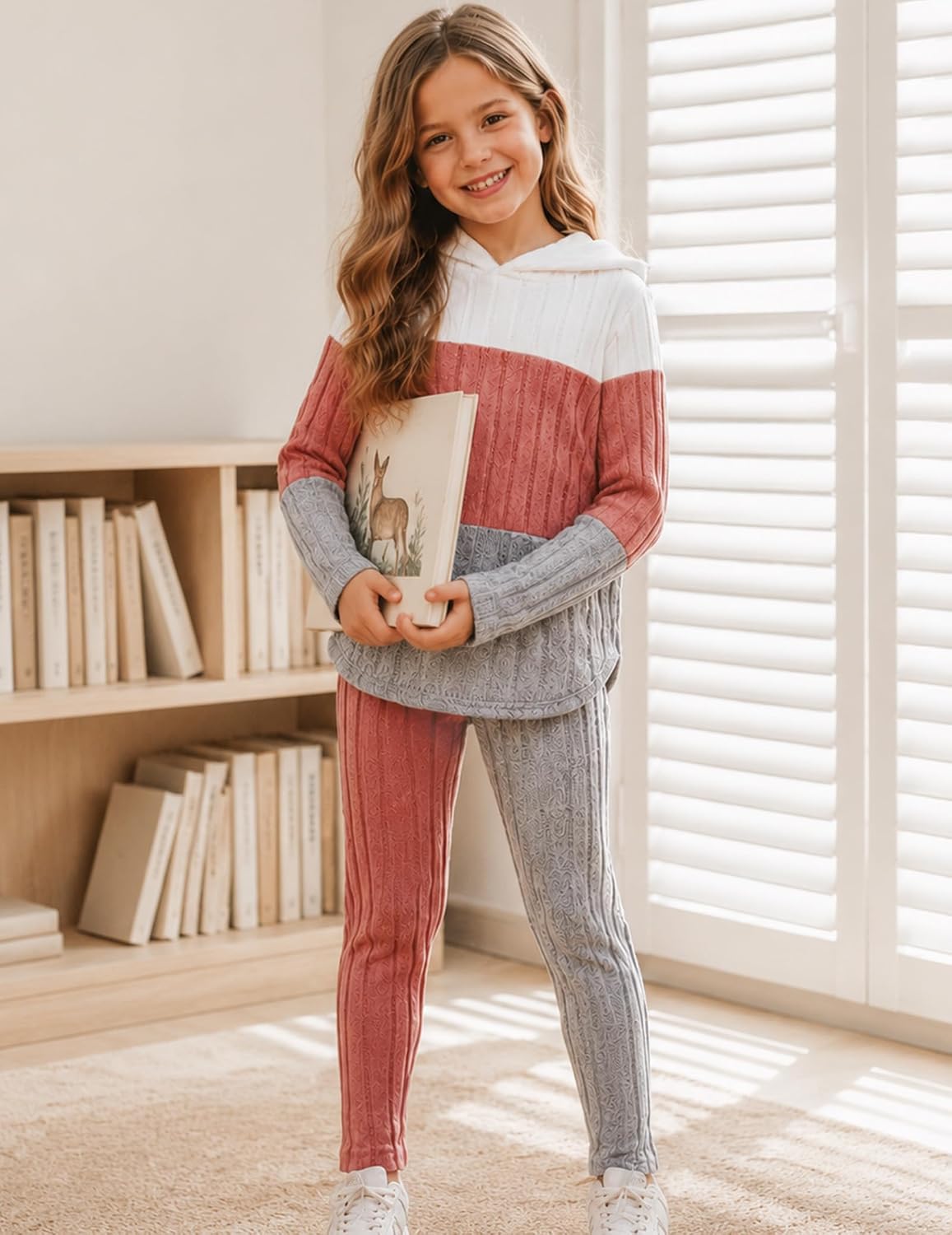 Pige Tøjsæt Hættetrøje Sweatshirt Leggings Efterår Vinter