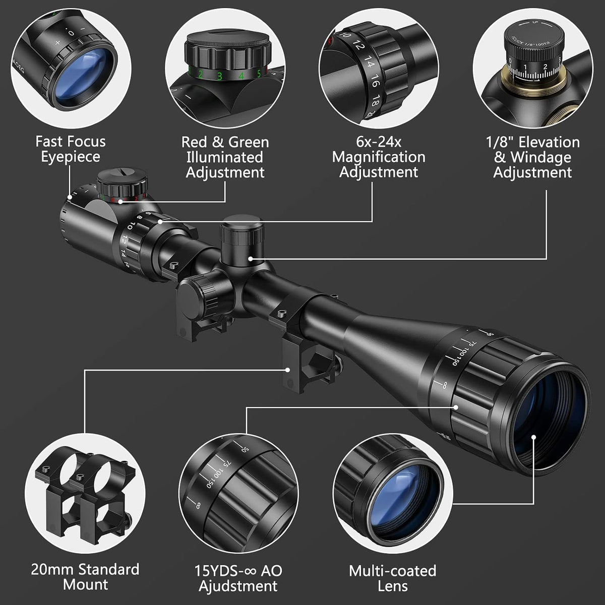 CVLIFE Kikkertsigte 6-24x50 AO US0002