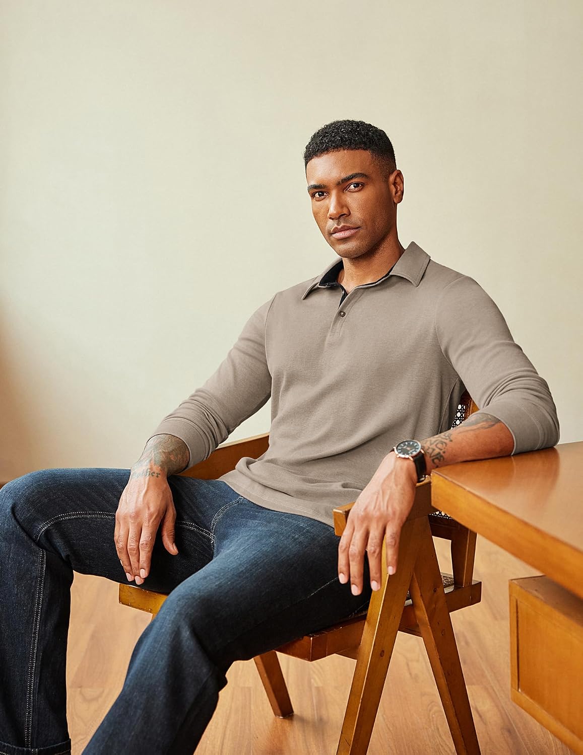 COOFANDY Herre Poloshirt Langærmet Klassisk Ztj010131