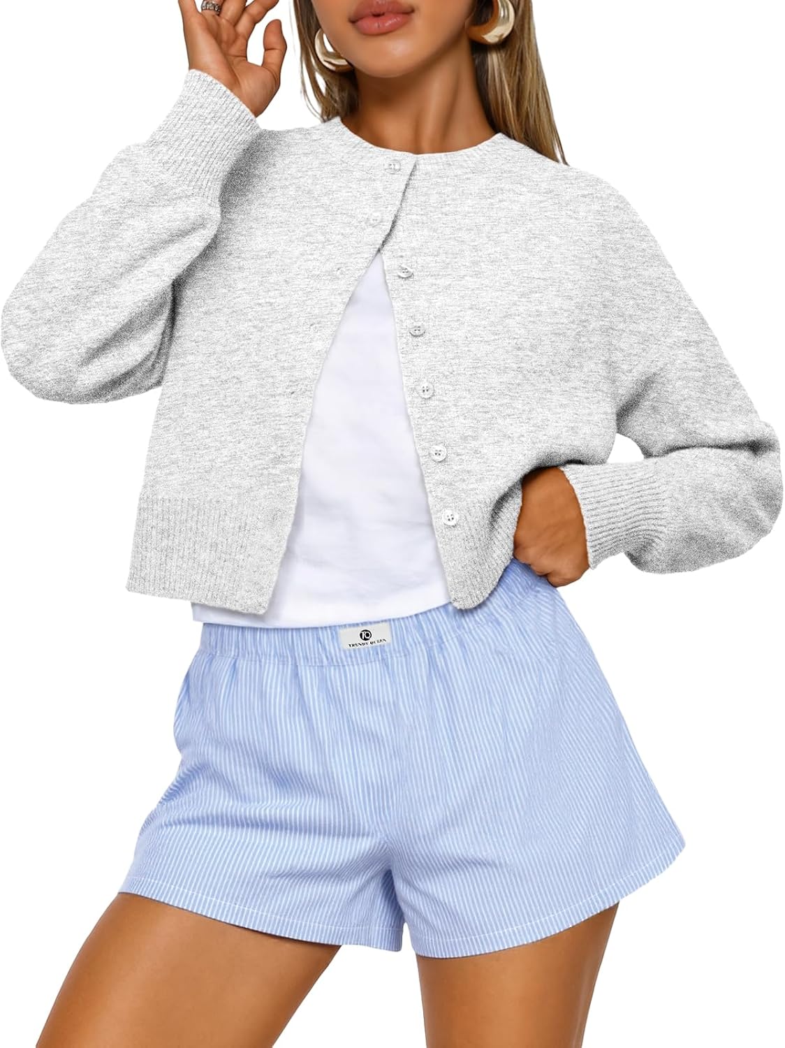 Trendy Queen Cropped Cardigan Trøje til Kvinder Trd688
