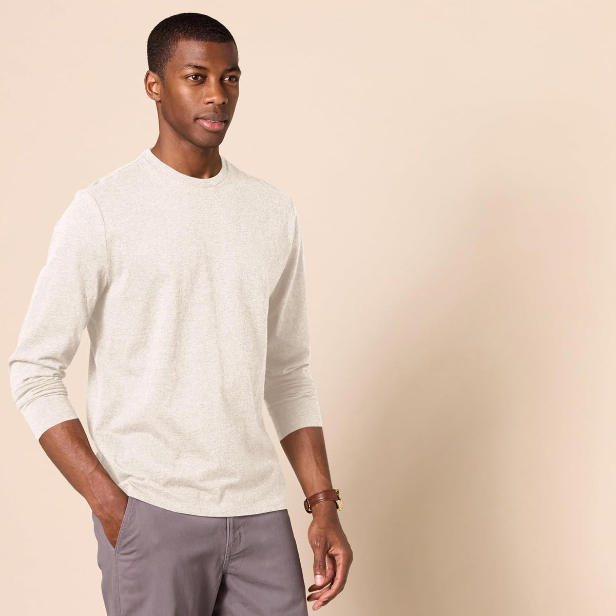 Amazon Essentials Herre T-Shirt Langærmet Slim-Fit Bomuld MAE45005SP18