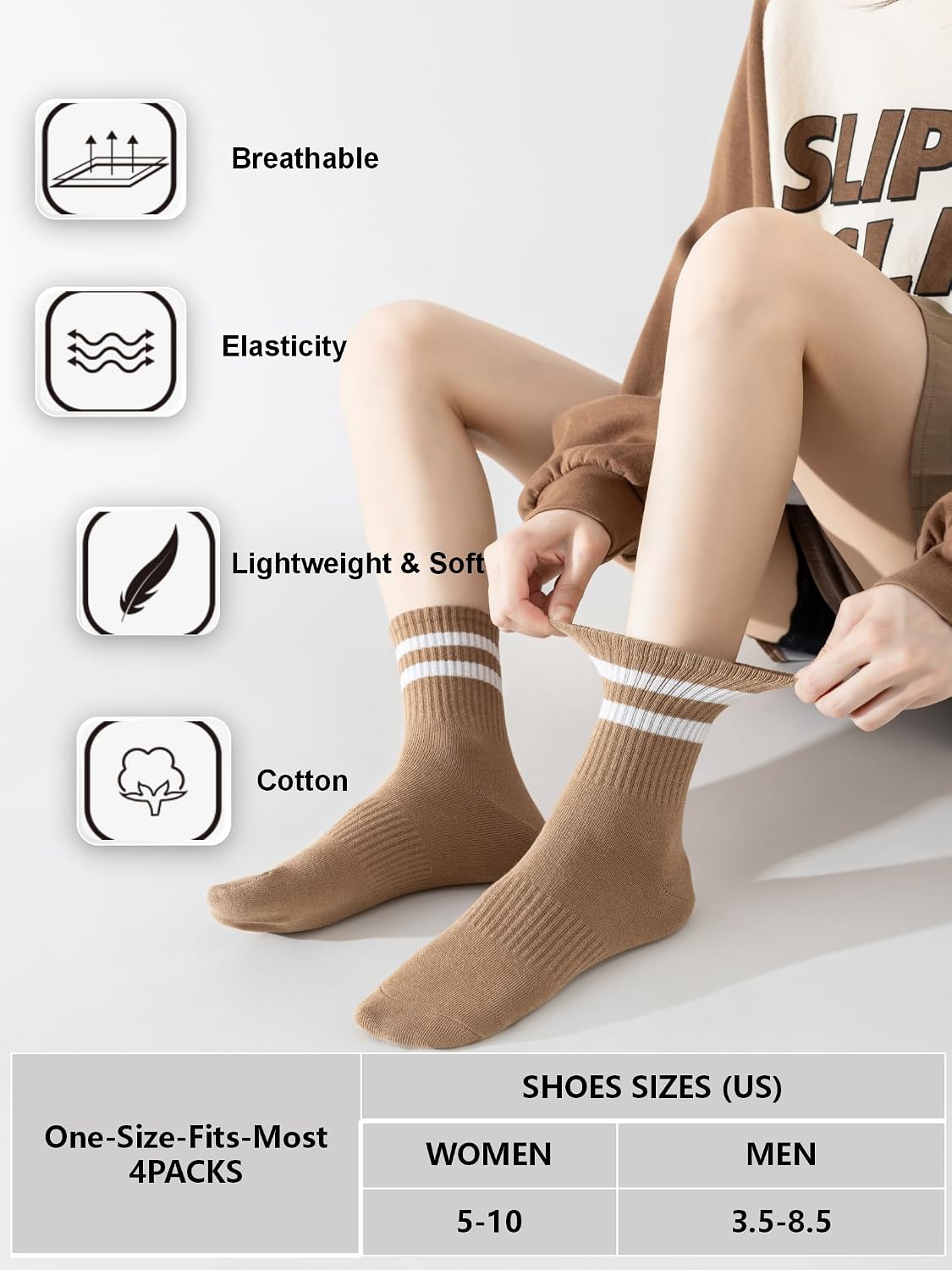 YUWELL Stribede Crew Strømper til Kvinder XZ-SOCKS