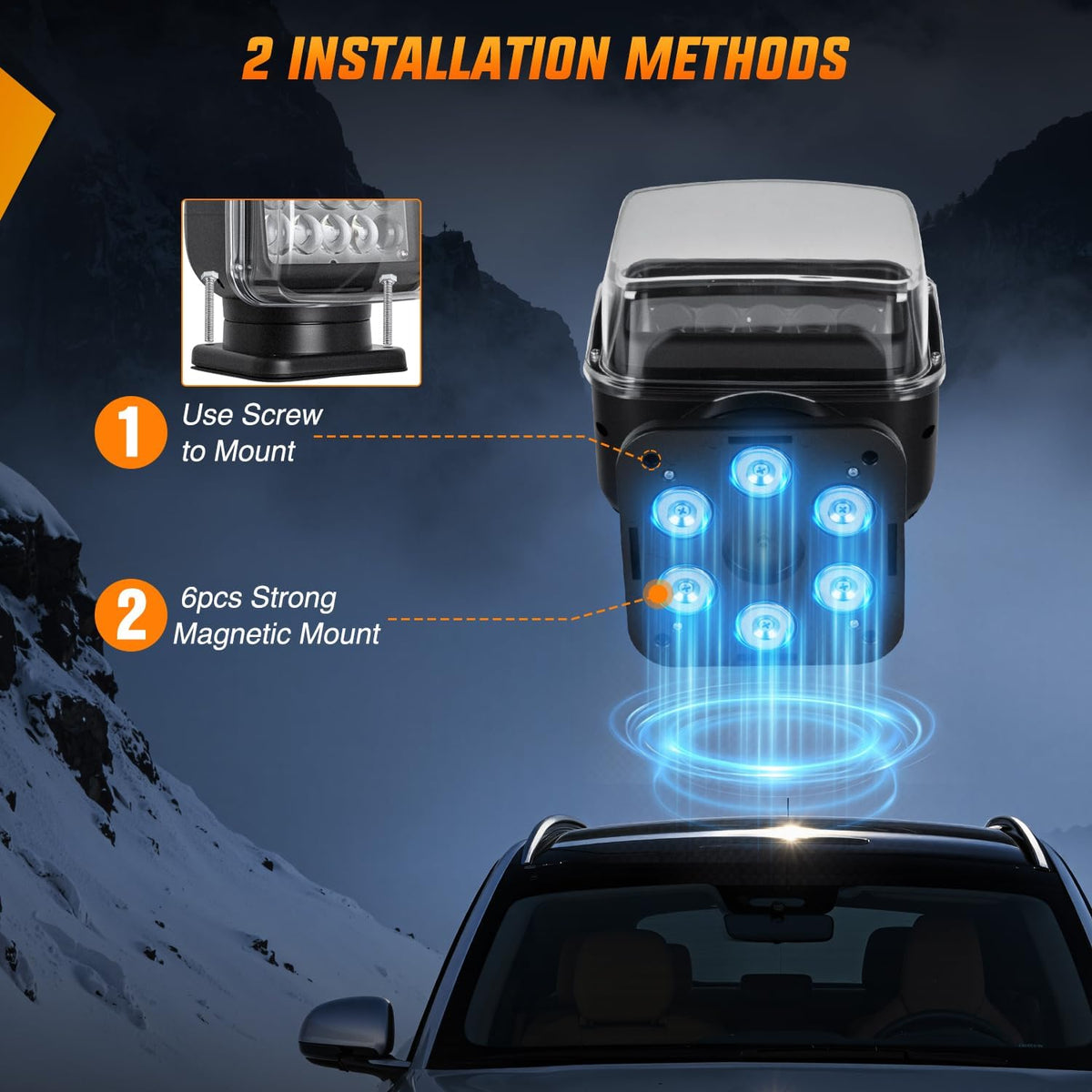 Nilight Fjernbetjent Magnetisk LED Bådprojektør 12V-24V 19301S-B