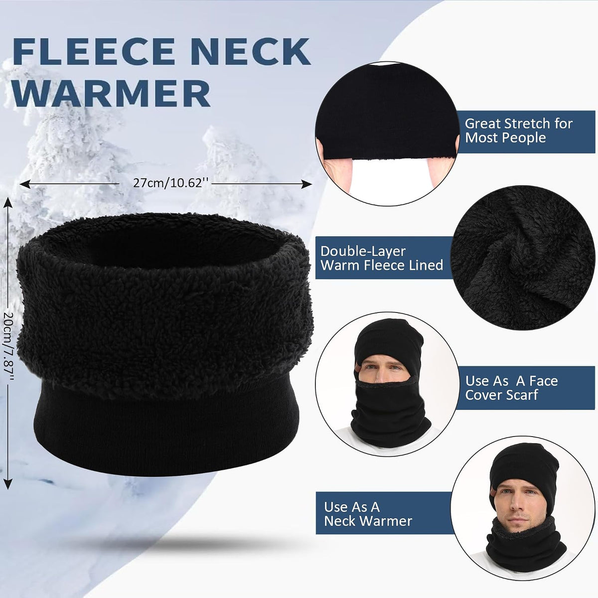 FZ FANTASTIC ZONE Unisex Vinterhue Tørklæde Handsker