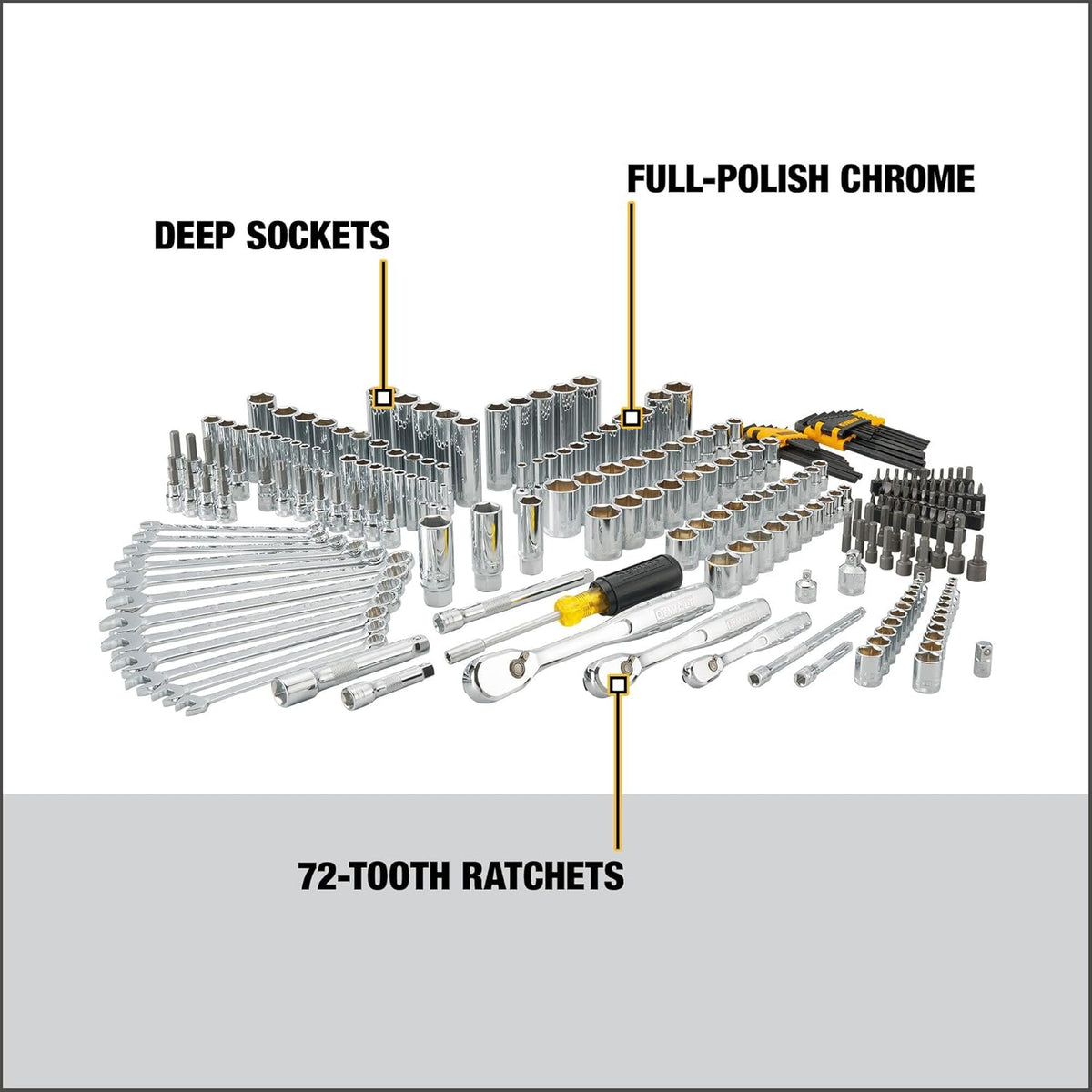 DEWALT Mekanikersæt Skraldenøgler Og Toppe 1/4" 3/8" 1/2" DWMT81535